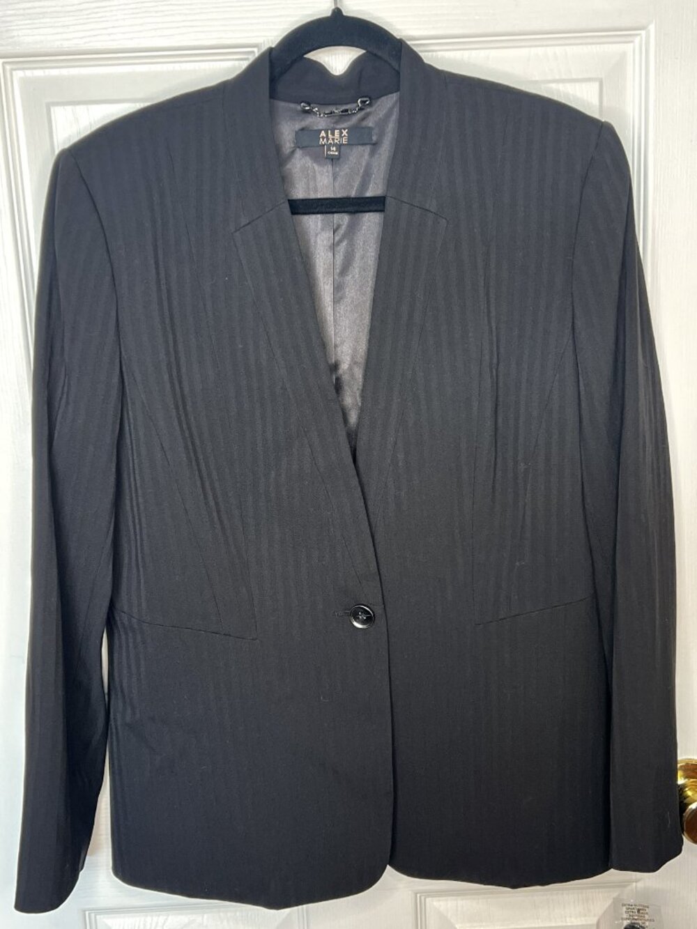 Alex Marie Black Pinstripe Career Blazer Tailored Jacket NWT Size 14